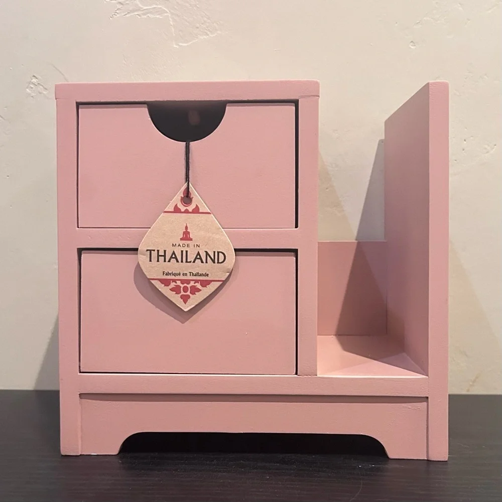 Made In Thailand Shanghai Collection Pink Wooden Handcrafted Jewelry Box NWTS